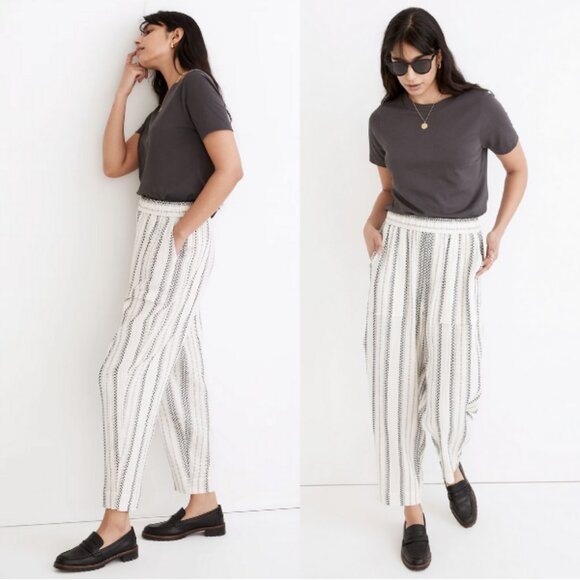 NWT MADEWELL Lightspun Pull-On Balloon Pants in Antique Cream Size L - Picture 1 of 11